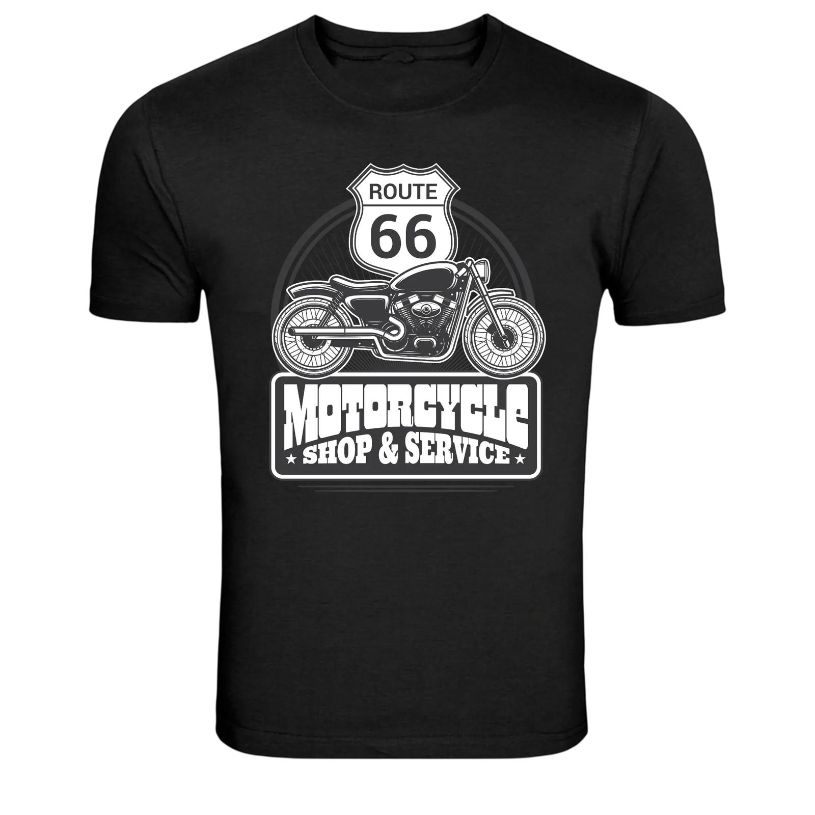 Route 66 Motorcycle Shop Service Vintage Biker Graphic T Shirt XL