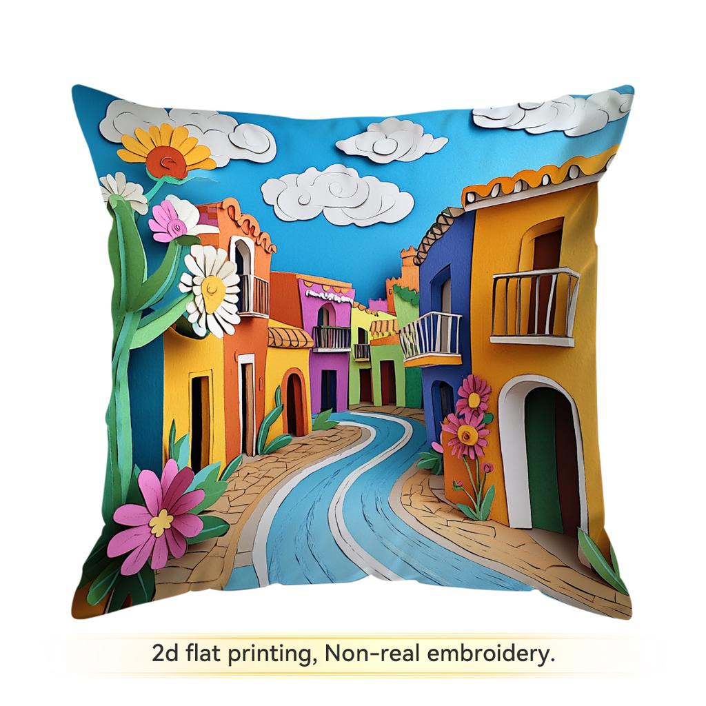 mexican street scene Cushions Pillowcase Cushion Cover Throw Pillow Sofa Decoration Pillowcover Home Car Decor
