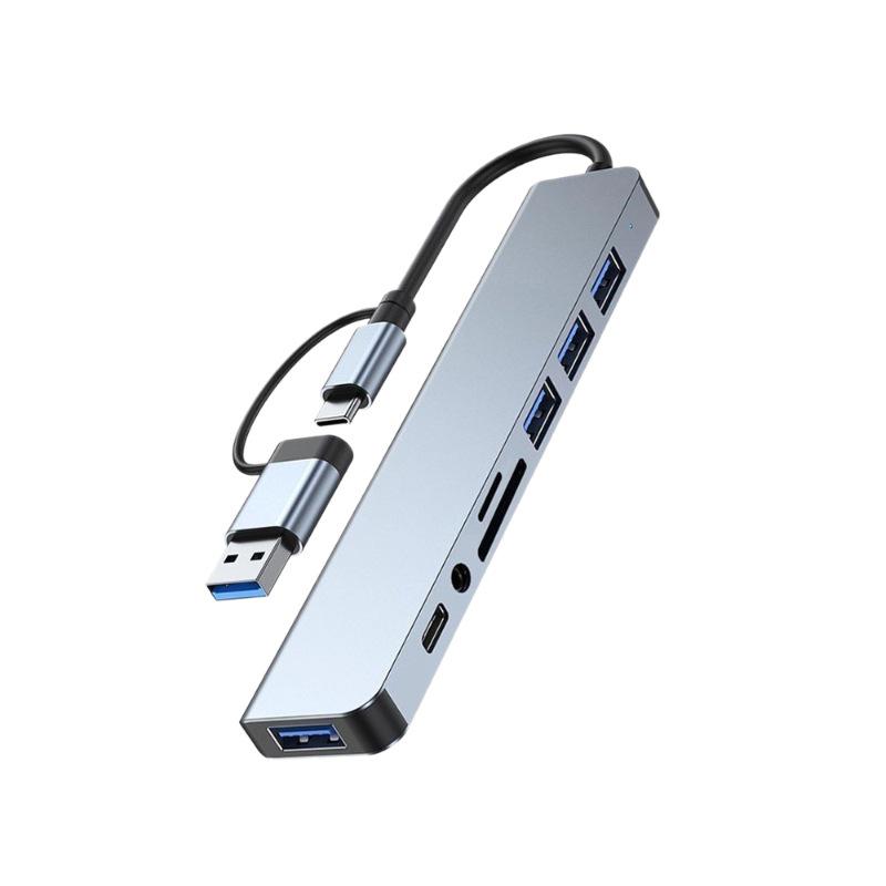 Dual-Head USB-C Docking Station: 8-in-1 Multi-Function Charger & Data Hub for Laptops