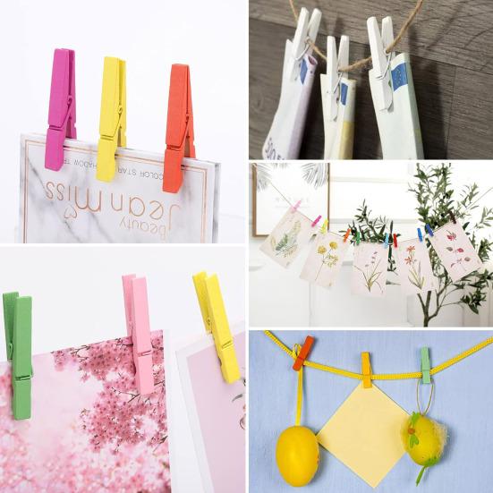 50 Stück Holz-Wäscheklammern, Foto-Clips, starker Halt, kompakte Größe, tragbar, strapazierfähig, für Kunsthandwerk, Bilder-Clips, bunte Wäscheklammern