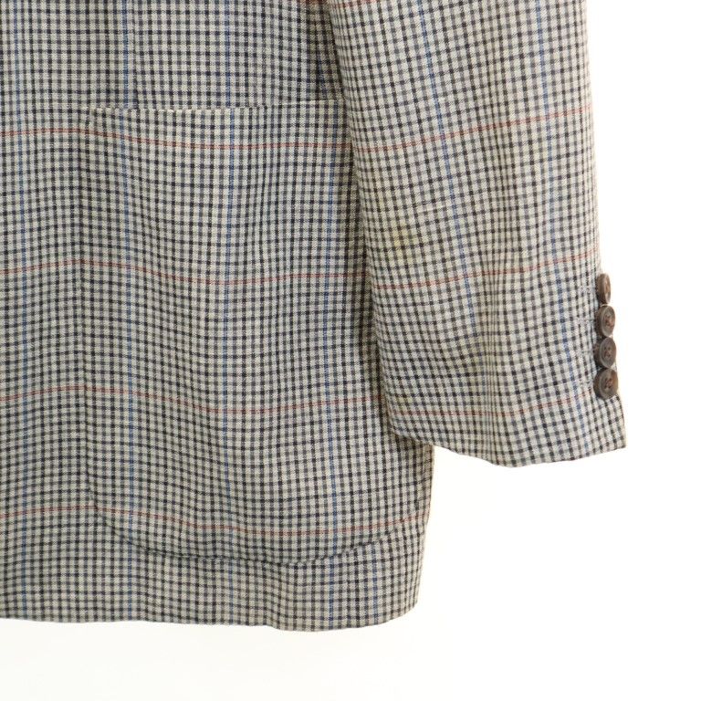 Burberrys Sanyo Shokai Made in Japan Check Pattern Linen Blend Wool tailored jacket Men's Used