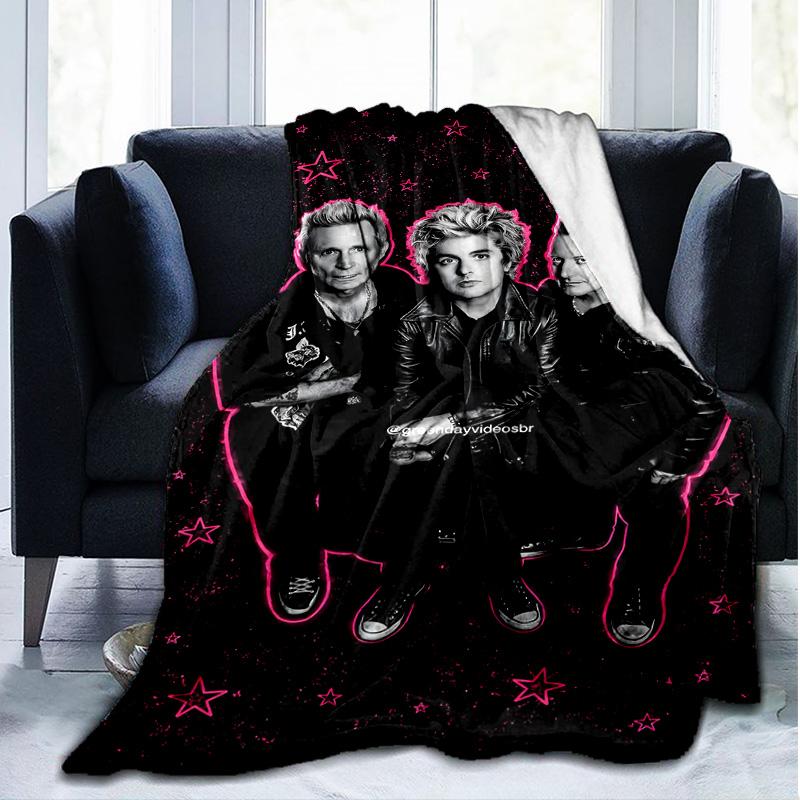 1PC Green Day Flannel Blanket, Use for Birthday/Holiday Gift, Soft Blanket for Sofa/Bed/Camping/Office/Tourism Use,All Seasons