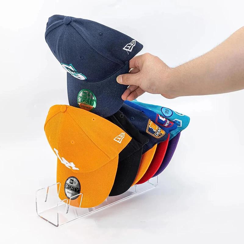 7-slot Convenient Storage Hat Rack Baseball Cap Display Rack Transparent Acrylic Home Wardrobe Hat Storage Store Decoration