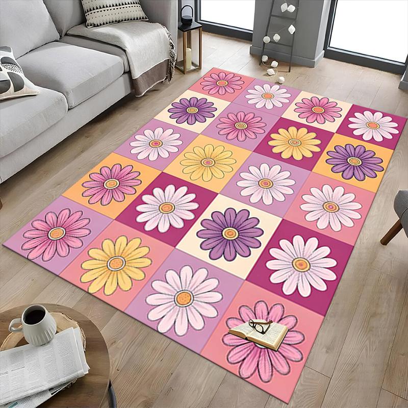 1pc Floral Pattern Area Rug Soft Flannel Floor Mat for Living Room, Bedroom and Carpet, Sofa Coffee Table Floor Mat, Decorative Rug q26