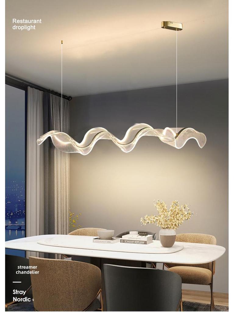 Acrylic Ribbon Chandelier for Hotel Reception, Bar, or Tea Room – Modern Minimalist Design