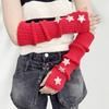 Fingerless Gloves Red Sleeves Sweet And Cute Girl Wool Knitted Christmas Star Arm Sleeves