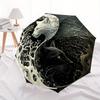 Yin Yang Cats with Intricate Tree Patterns - A folding umbrella with 8 iron ribs, plastic handle, and automatic opening/closin