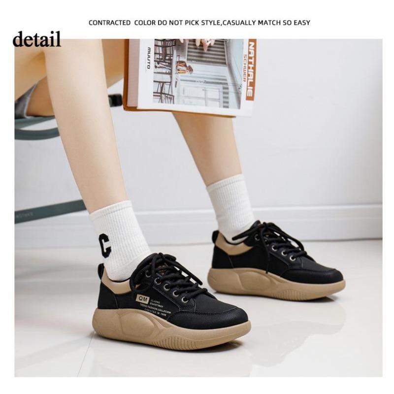 Scarpe da ginnastica alla moda da donna Scarpe da skateboard antiscivolo con lacci per esterni Scarpe sportive piatte da passeggio comode e leggere per le donne