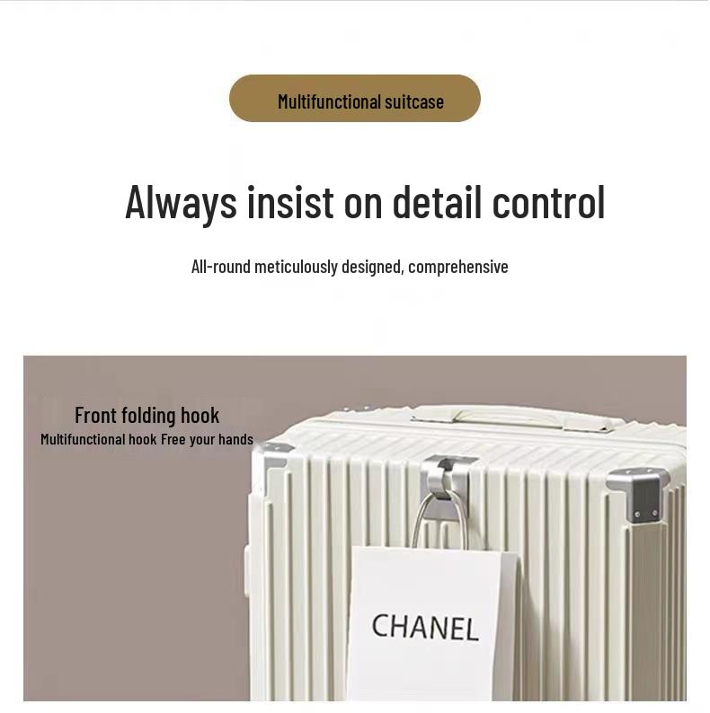 Sturdy Multifunctional Trolley Suitcase with Universal Wheels - Large Capacity, Secure Password Lock, Unisex Design