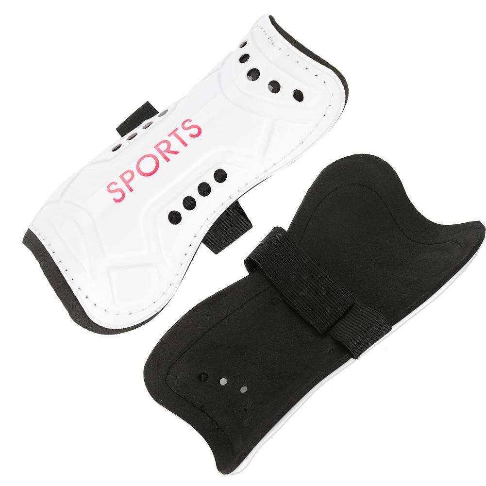 A Pair Child Football Shin Pads Training Leg Guards Safety Protector Adjustable Strap (White)