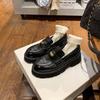Gold Coin Thick Sole To Increase the Height of the Lazy Person One Foot Pedal Lefu Single Shoes Women's Small Leather Shoes