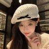 Bow Women Plush Beret Adjustable Newsboy Cap Retro Summer Tourism Beret  Autumn and Winter