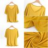 Modal V-Neck Tshirt Summer Women's Thin T-shirts Half Sleeves Solid Color Plus Size Loose Casual Tee Tops