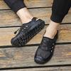 Mens Genuine Leather Sandals  Closed Toe Sandals Hand-stitched Summer Men Sandals Breathable Outdoor Men Beach Sandals
