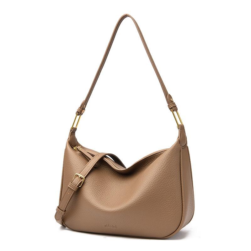 

Простая плиссированная сумка-полумесяц с узором личи, большой вместимости, из мягкой кожи, подмышечная/наплечная сумка Size: OEM customizable хаки