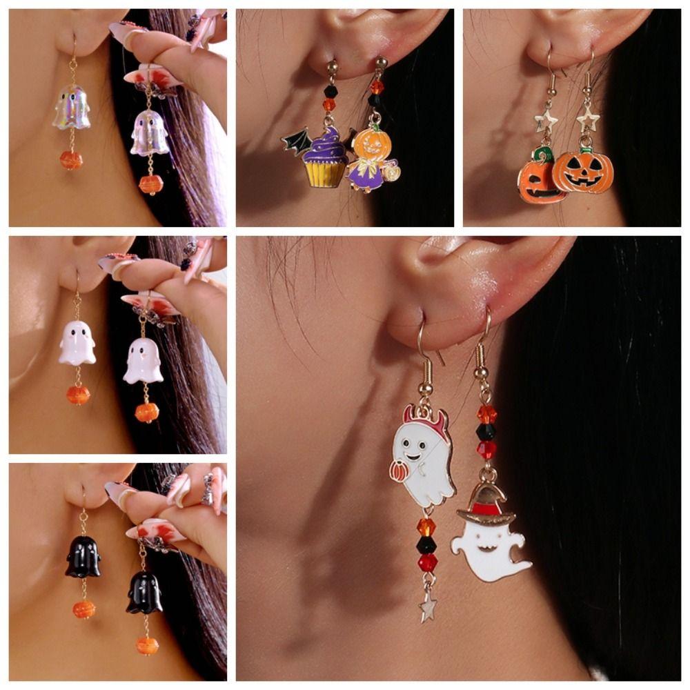Zinc Zinc Alloy Halloween Earrings Trick or Treat Ghost Dangle Earrings Punk Pumpkin Ear Studs  Unisex