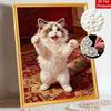 Stretched Frame Pearl Art Kit Cute Ragdoll Cat Pattern DIY Sparkling Bead Canvas Relaxing Hobby Gift for Handicraft Lovers Unique Home Decor