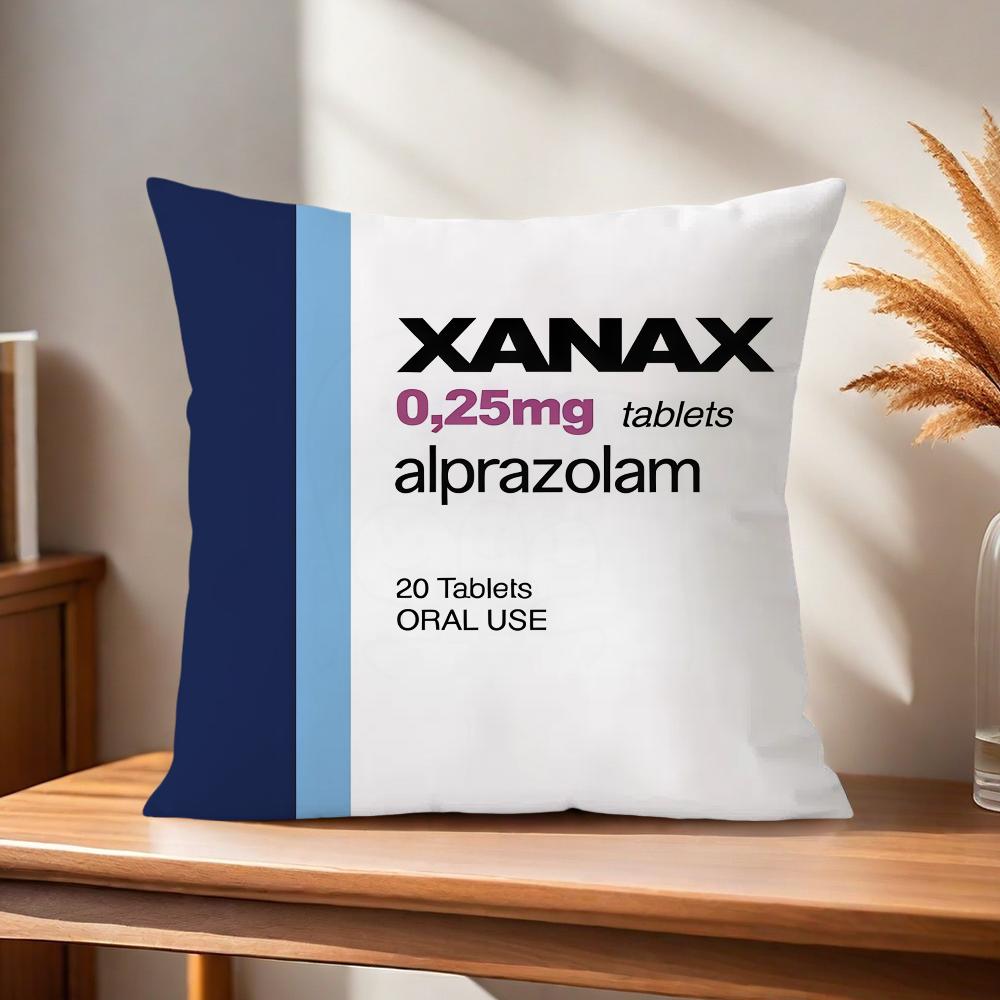 Vtipný povlak na polštář Xanax Domácí pohovka Obývací pokoj Kancelář Kavárna Potah na polštář do auta