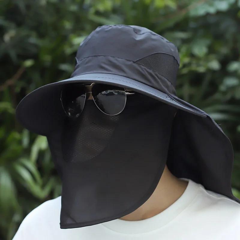 Sunshade Fishing Sun Cap with Sunscreen Face Mask for Outdoor Brim Visor Hat Protection and Climbing Hat Waterproof