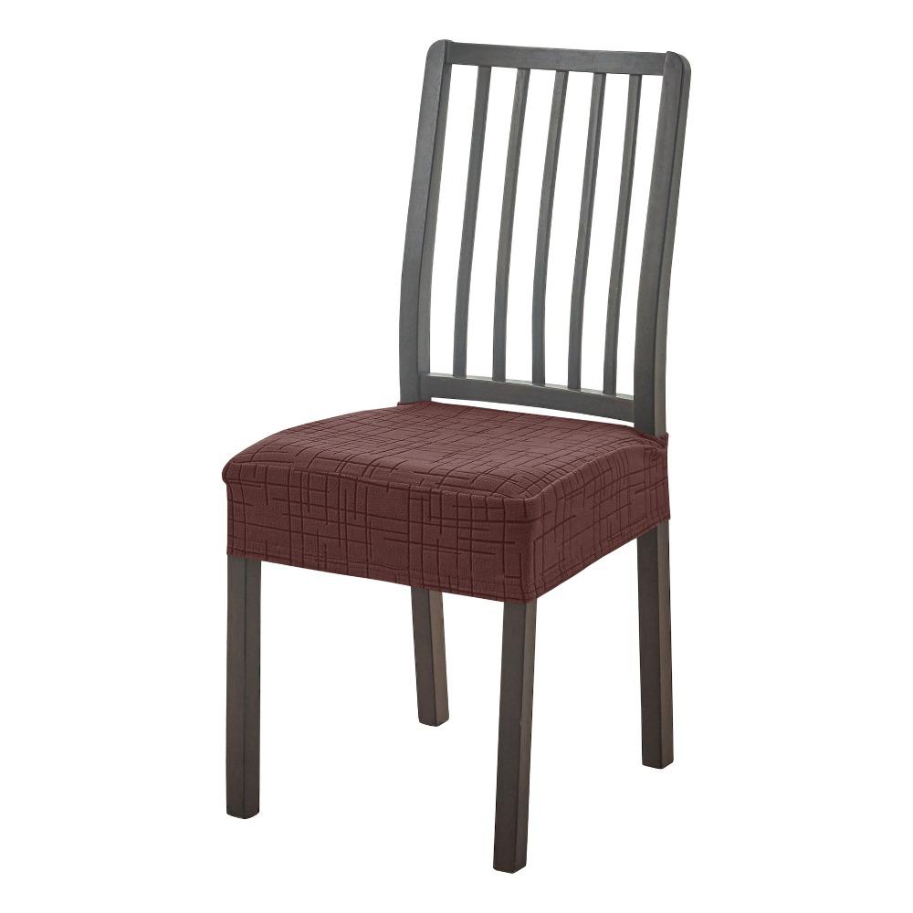 

Solid Color Chair Cushion Covers Jacquard Fabric Elastic Seat Slipcover Cafe Use кофейный
