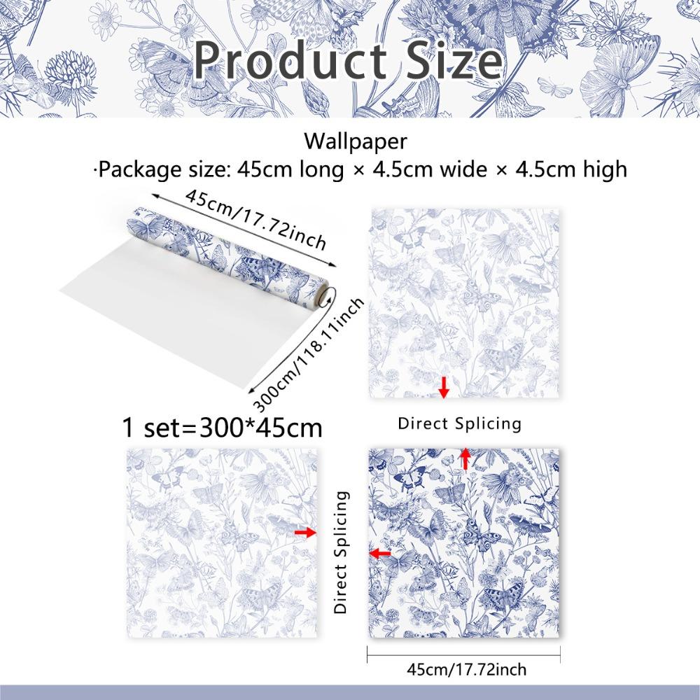 45x300cm PET Floral Vine Pattern Self-Adhesive Wallpaper for Living Room, Bedroom, Home Decoration, Peel and Stick Easy DIY