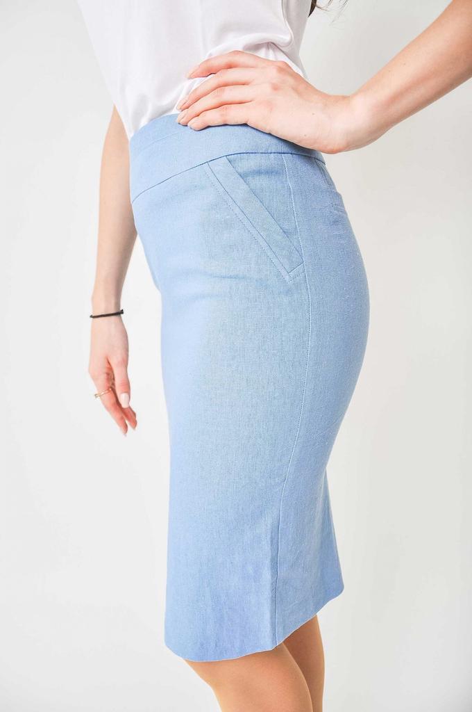 Gonna classica in lino al ginocchio