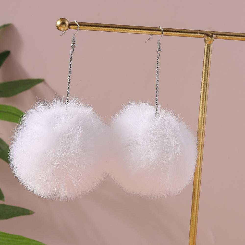 Colorful Fluffy Plush Pom Pom Earrings Soft Faux Rabbit Fur Ball Earrings for Women Girls Party Holiday Jewelry Gifts