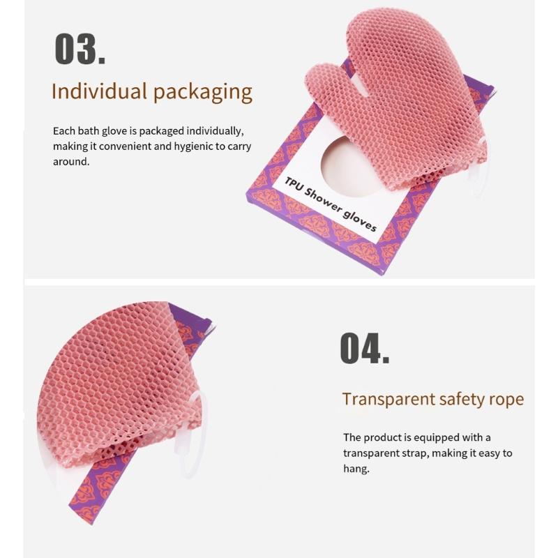 Gentle Peeling Shower Gloves Plastic For Daily Use And Post Workout Cleansing Family Use