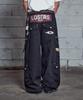 Lujeoseukeulleob Pantalon Large en Coton Style Biker à Poches Cargo Noir