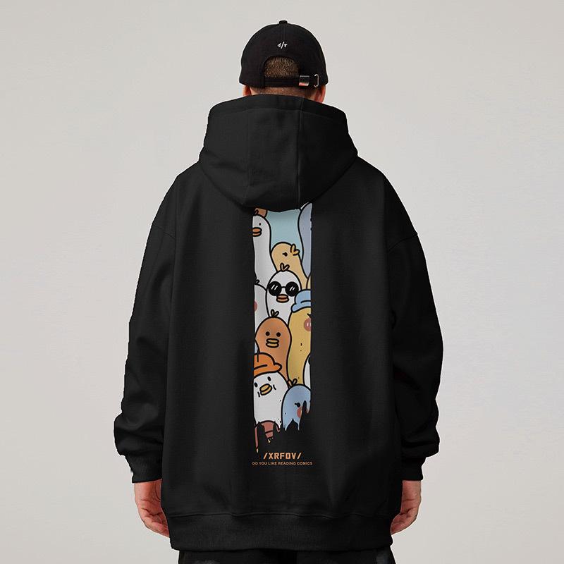Sweat à capuche avec ours pour homme grande taille - Style américain tendance, Velours Coupe ample, Tailles jusqu'à 8XL