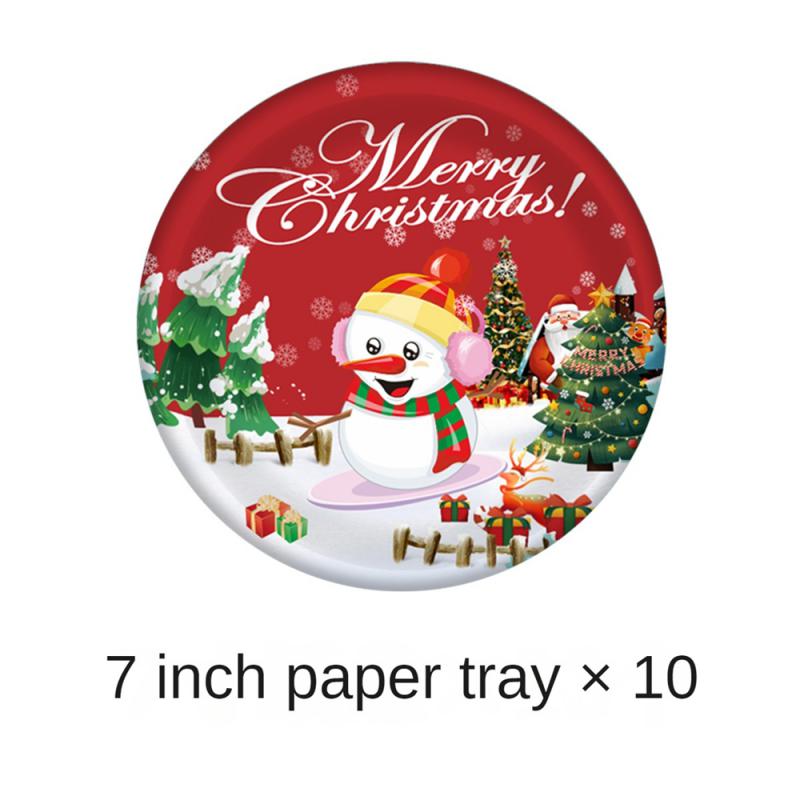 10KS Vánoční Jednorázové Nádobí Party Dekorace Aranžmá Vánoční Sněhulák Papírový Kelímek Papírový Talíř Party Potřeby