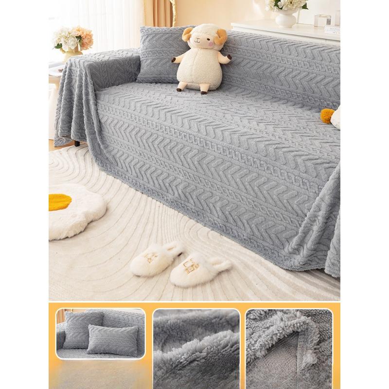 Verdicktes Fleece Sofa Handtuch Sitzkissenbezug Stoff Sofaüberwurf Rutschfest Vier Jahreszeiten Universaldecke Kratzfest