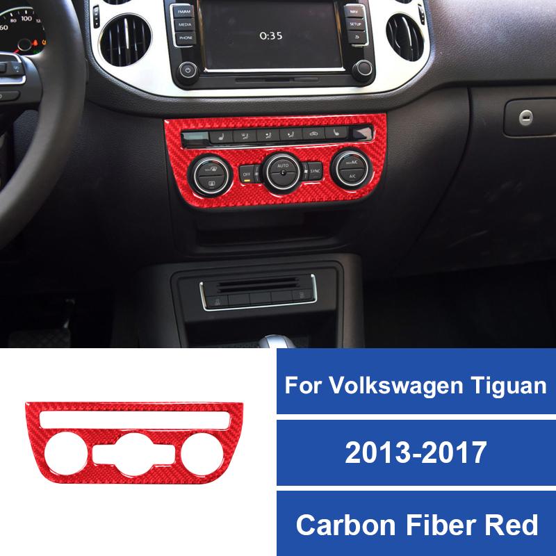 Real Carbon Fiber Car Central Control Air Conditioning Panel Frame Sticker For Volkswagen Tiguan 2013-2017 Car Accessories