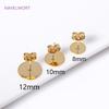 18K Gold Plated Brass Metal Blank Post Earring Studs Base Pins Ear Post with 8/10/12MM Pad DIY Earring Jewelry Making Supplies