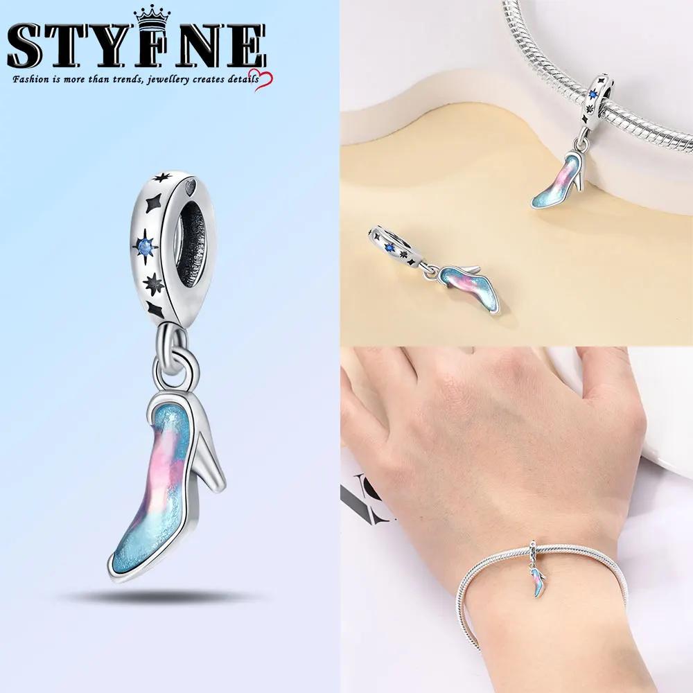 Exquisite Copper Ballet Dance Shoes High Top Canvas Shoe High Heels Charms Beads Fit Diy Bracelet Fine Birthday Jewelry Gift