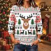 Women's Christmas Print Long Sleeve Neck Pullover Top