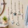 Wooden Ocean Hanging Ornament Starfish Decoration, Nautical Coastal Wall Ornament, Seaside Inspired Decor Theme Art for Home Beach Lake House