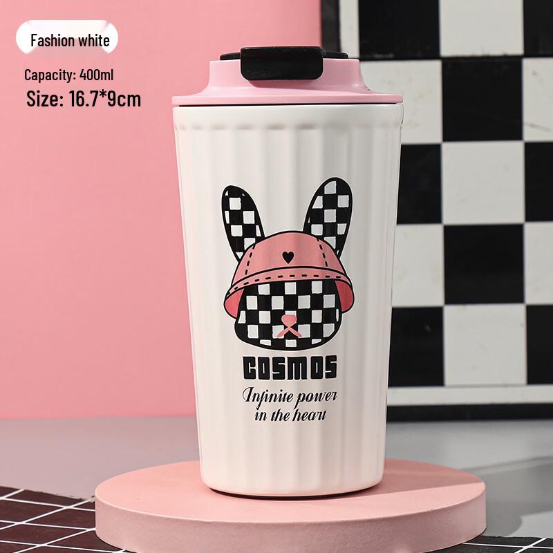 Shangqi Cartoon Plaid Rabbit Thermal Coffee Mug