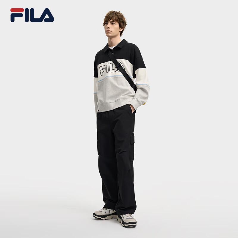 FILA Men's Color Block Knitted Long Sleeve Polo Shirt