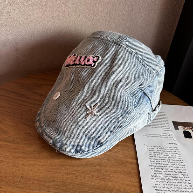 Embroidery Cotton Stars Duckbill Hat Women Sunshade Breathable Fashion Summer