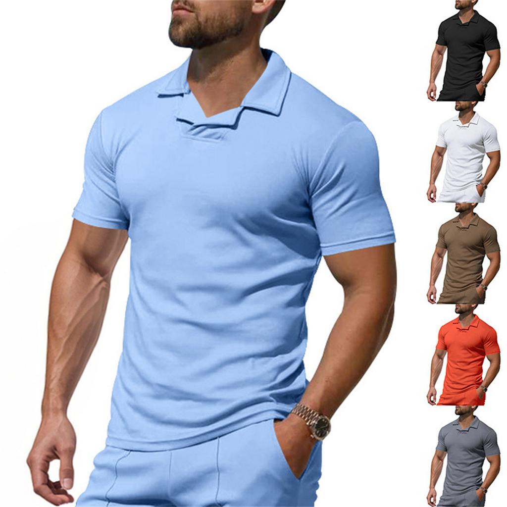 Men's Loose And Casual Solid-color Short-sleeved Shirt Top