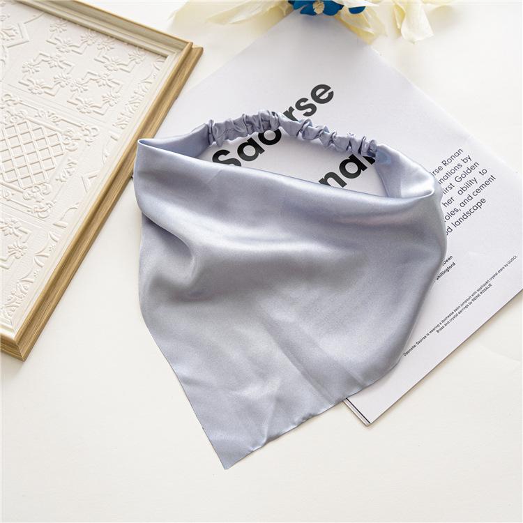 Summer Women Solid Color Head Scarf Vintage Triangle Bandanas Chiffon Elastic Hairbands Children Girl Headbands Hair Accessories