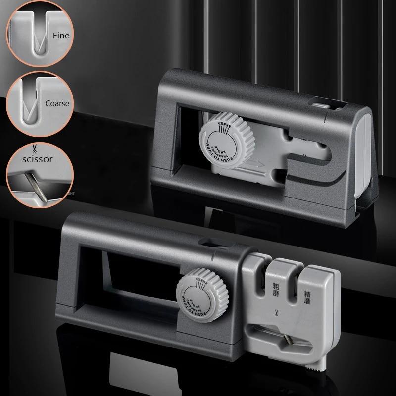 New Knife Sharpener Angle Adjustable 3 Stages Scissors Sharpening Tool Handheld Quick Knife Sharpener Grinder Knives Whetstone