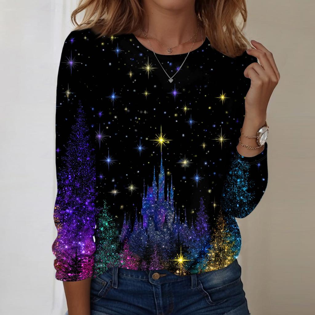 Long Sleeve Shirts For Women Cute Print Graphic Tees Blouses Casual Plus Size Basic Tops Pullover
