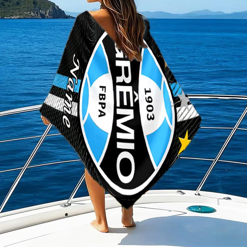 1PC Custom Name Beach Towel Gremio FC Crest Design Beach Towel, Suitable for Camping, Travel, Beach Accessories, Super Absorbent, Family Gift