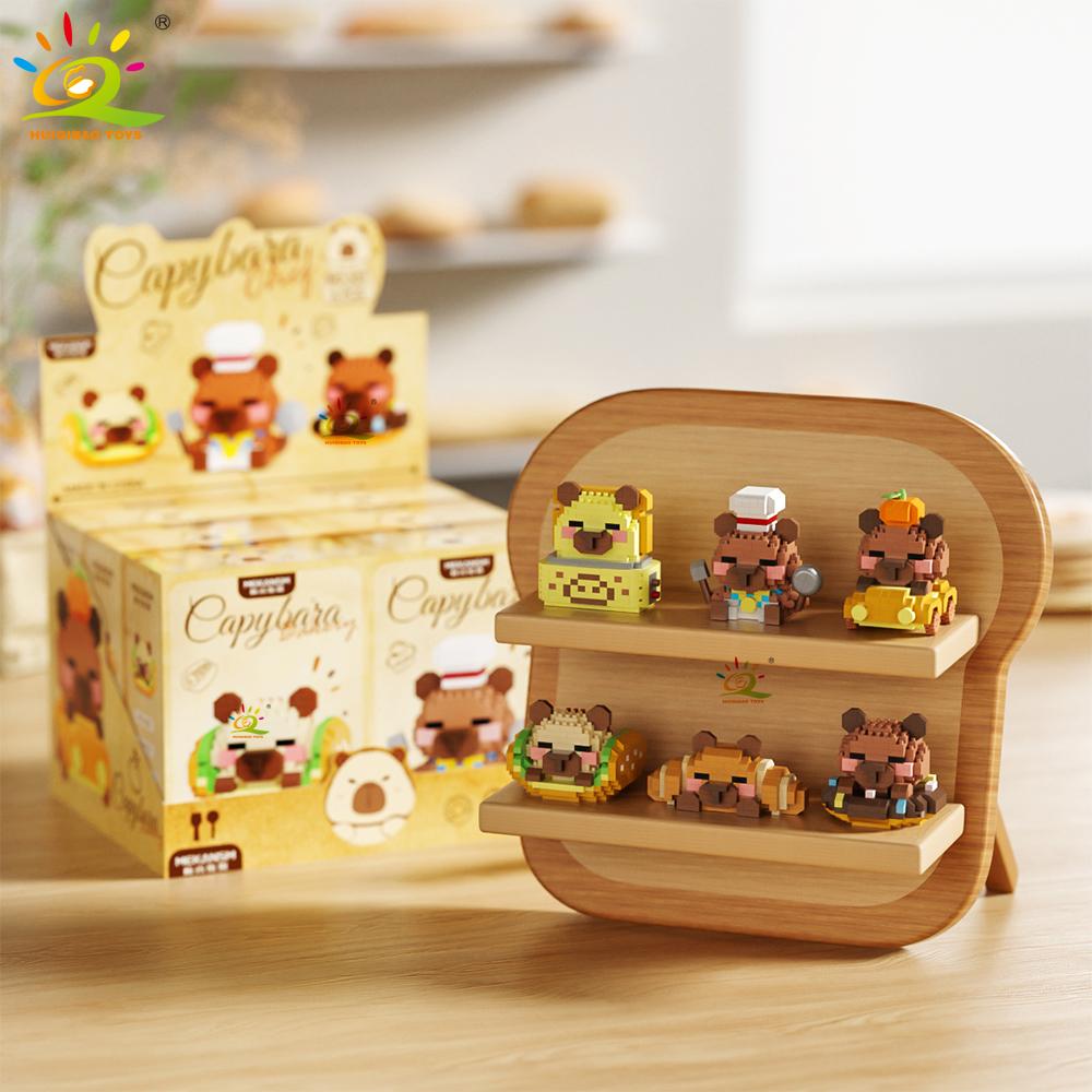 MOC Capybara Cavy Animal Micro Building Block Guinea Pig Mini Diamond Model Brick Toy for Children Desk Decor.