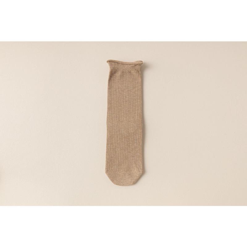 Female Spring and Autumn Trend Retro Rolling Edge in The Tube Cotton Socks