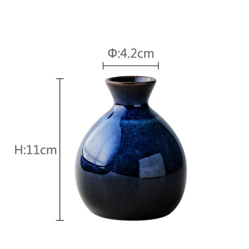 Japanese Sake Set Ceramic Blue Wine Cup Pot Tableware Retro Home Shochu Pot 1 Pot 4 Cups Set Tableware Barware Accessories