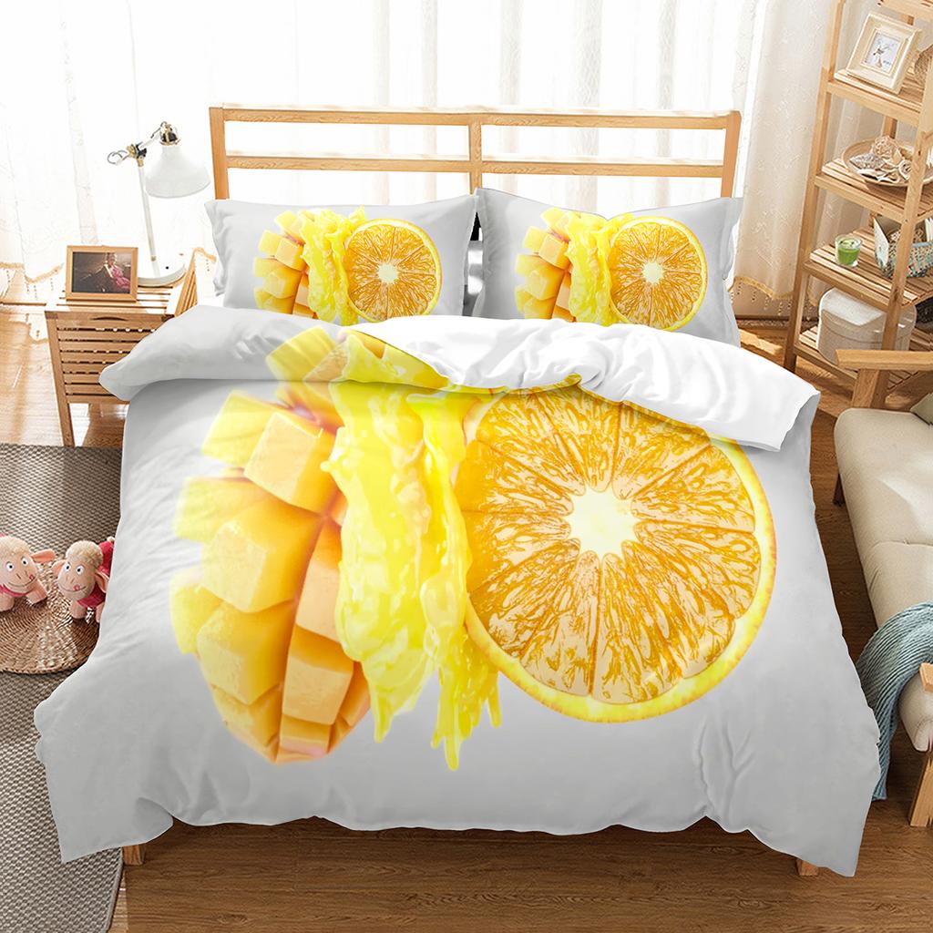 Comforter Mango Fresh Fruit Pattern Comforter For Kids Teens Adults Bedding Set King Queen Twin Size With