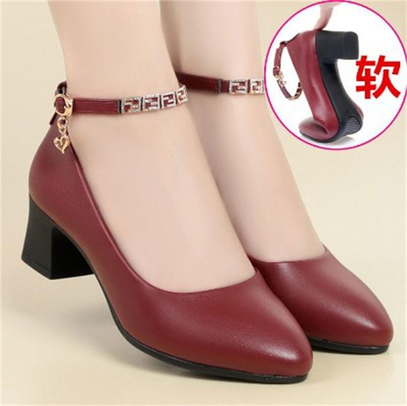 Spring Autumn Comfortable Women Cute Light Party Square Heel Shoes Cool Fashion White Soft Soled Casual Leather Shoes